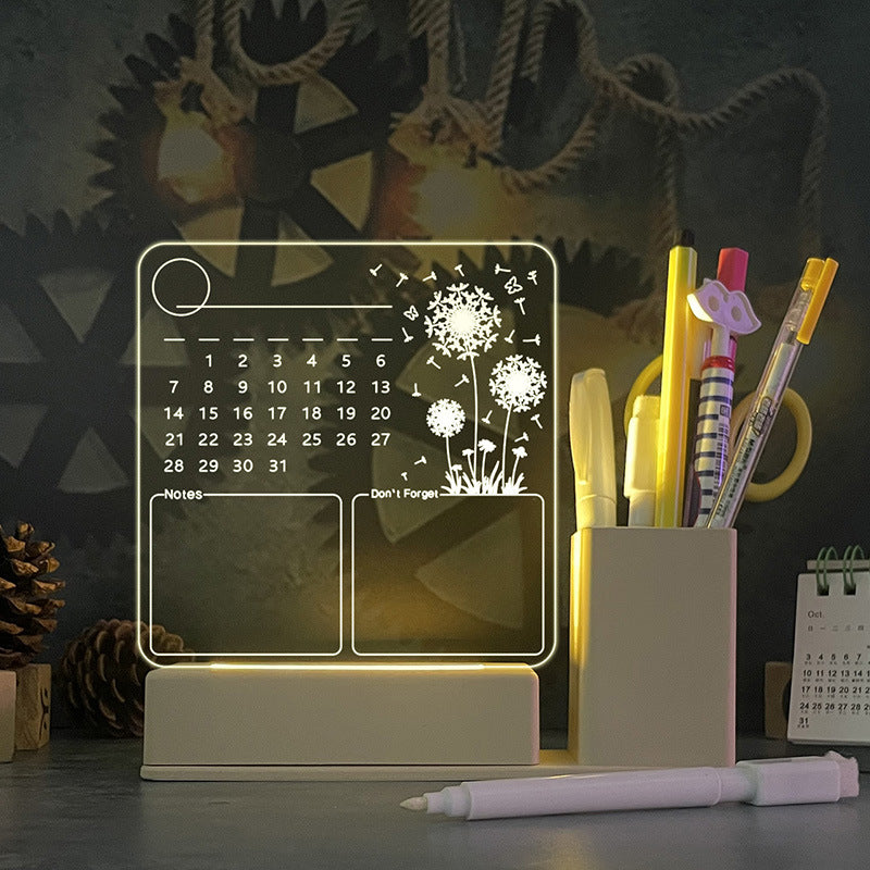 Acrylic Calendar Memo Board with LED Night Light